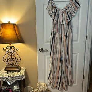 Liberty Love Off The Shoulder Striped Jumpsuit Romper Size 2XL